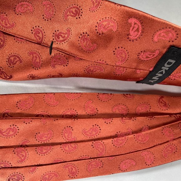 Rust color Jacquard silk tie with paisley design - Picture 2 of 4